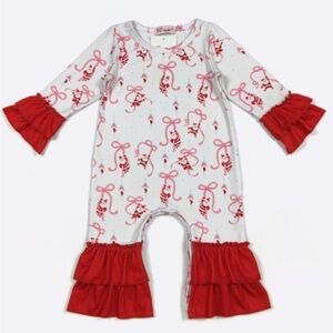Festive Baby Romper with Ruffle Sleeves